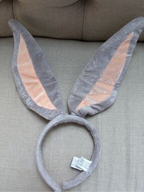 Gray Bunny Ear Headband with Light Pink Inner Ears
